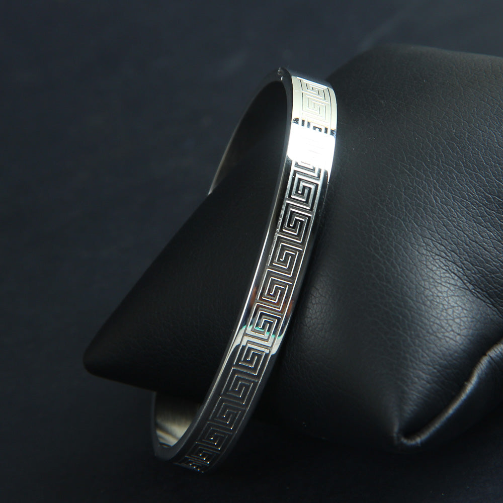Mens Silver Branded Kara