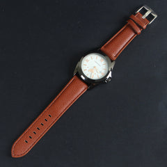 Brown Strap White Dial 1177 Men's Wrist Watch