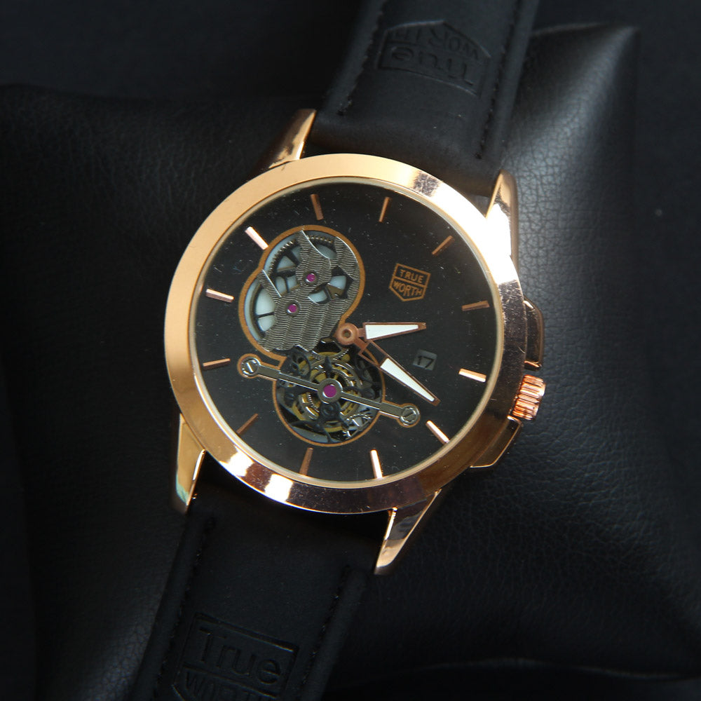 Men's Date And Time Black Wrist Watch