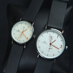 Black Strap White Dial 1315 Couple's Wrist Watch