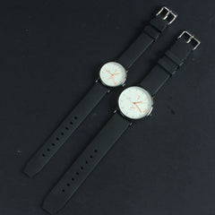 Black Strap White Dial 1315 Couple's Wrist Watch