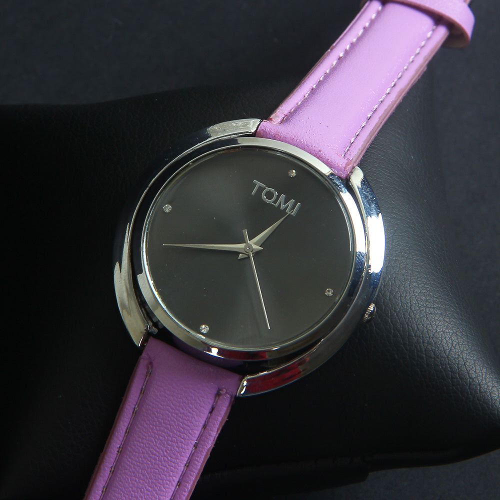 Women Wrist Watch Light Purple Strap Silver Dial