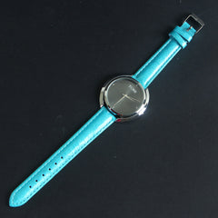 Women Wrist Watch Cyan Strap Silver Dial