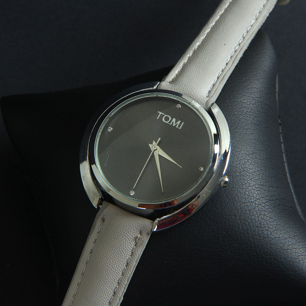 Women Wrist Watch Grey Strap Silver Dial