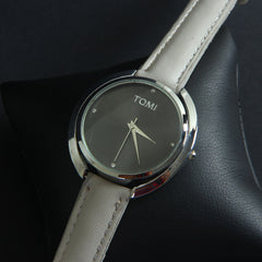 Women Wrist Watch Grey Strap Silver Dial
