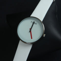 White Strap Black Dial Wrist Watch For Men & Women