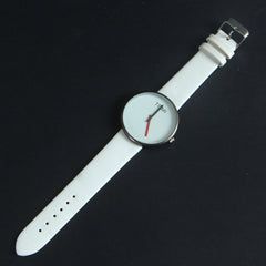 White Strap Black Dial Wrist Watch For Men & Women