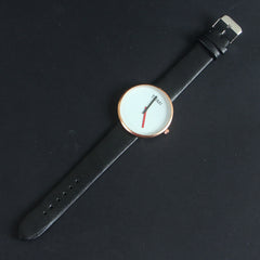 Black Strap Rosegold Dial Wrist Watch For Men & Women