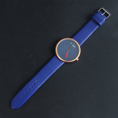 Blue Strap Rosegold Dial Wrist Watch For Men & Women