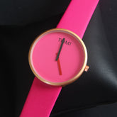 Pink Strap Rosegold Dial Wrist Watch For Men & Women