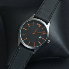 Black Leather Strap Black Dial with MJ2012 Wrist Watch