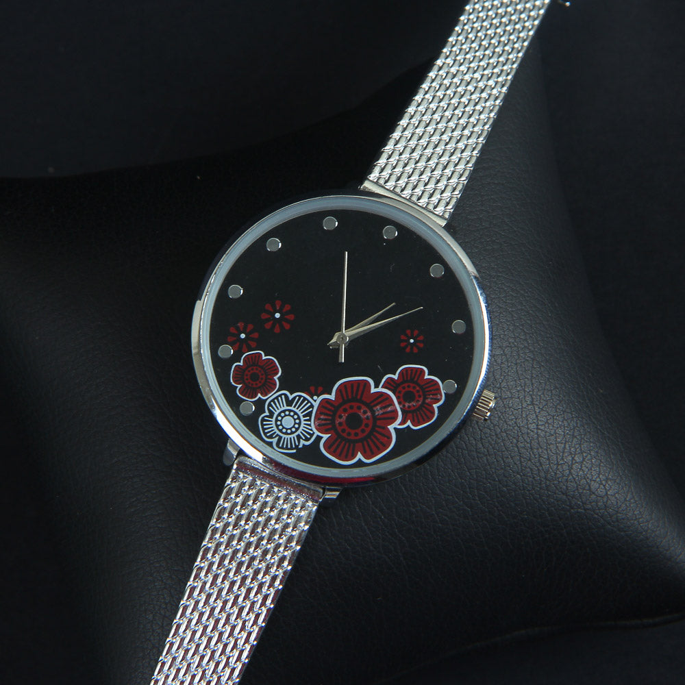 Women Wrist Watch Silver Strap with Silver Dial