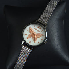 Women Wrist Watch Grey Strap with Black Dial S