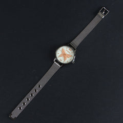 Women Wrist Watch Grey Strap with Black Dial S