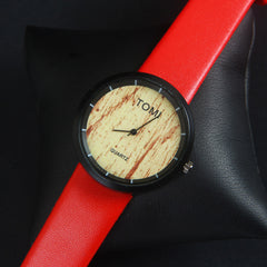 Red Strap Black Dial Wrist Watch