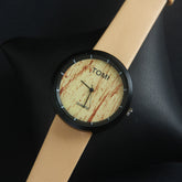 Beige Strap Black Dial Wrist Watch 1