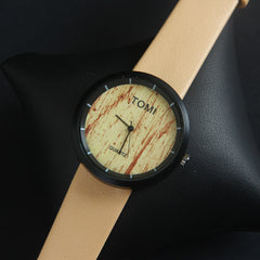 Beige Strap Black Dial Wrist Watch 1