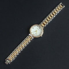 Two Tone Women Chain Wrist Watch Golden White G