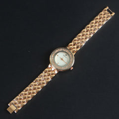 Women Chain Wrist Watch Rosegold White V