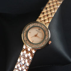 Women Chain Wrist Watch Rosegold Pink V