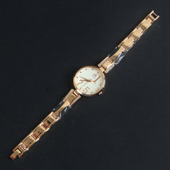Women Chain Wrist Watch Rosegold White CK