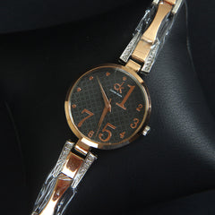 Two Tone Women Chain Wrist Watch Rosegold Black CK