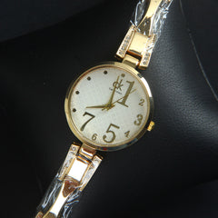Women Chain Wrist Watch Golden White CK