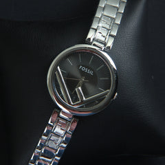 Women Chain Wrist Watch Silver Black F