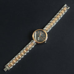 Two Tone Women Chain Wrist Watch Roasegold Black F