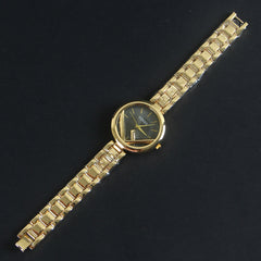 Women Chain Wrist Watch Golden Black F