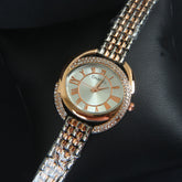 Two Tone Women Chain Wrist Watch Rosegold Silver C