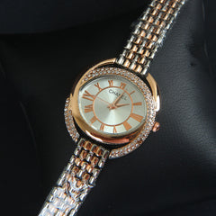 Two Tone Women Chain Wrist Watch Rosegold Silver C