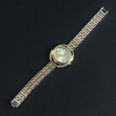 Two Tone Women Chain Wrist Watch Golden Silver C