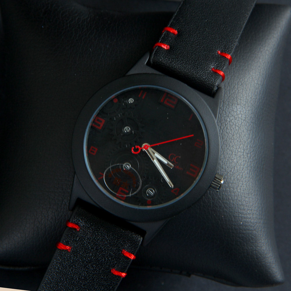 Mens GC Wrist Watch Black Strap with Black Dial R