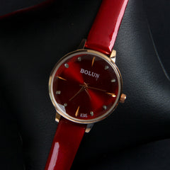 Red Strap Rosegold Dial Women Wrist Watch 2