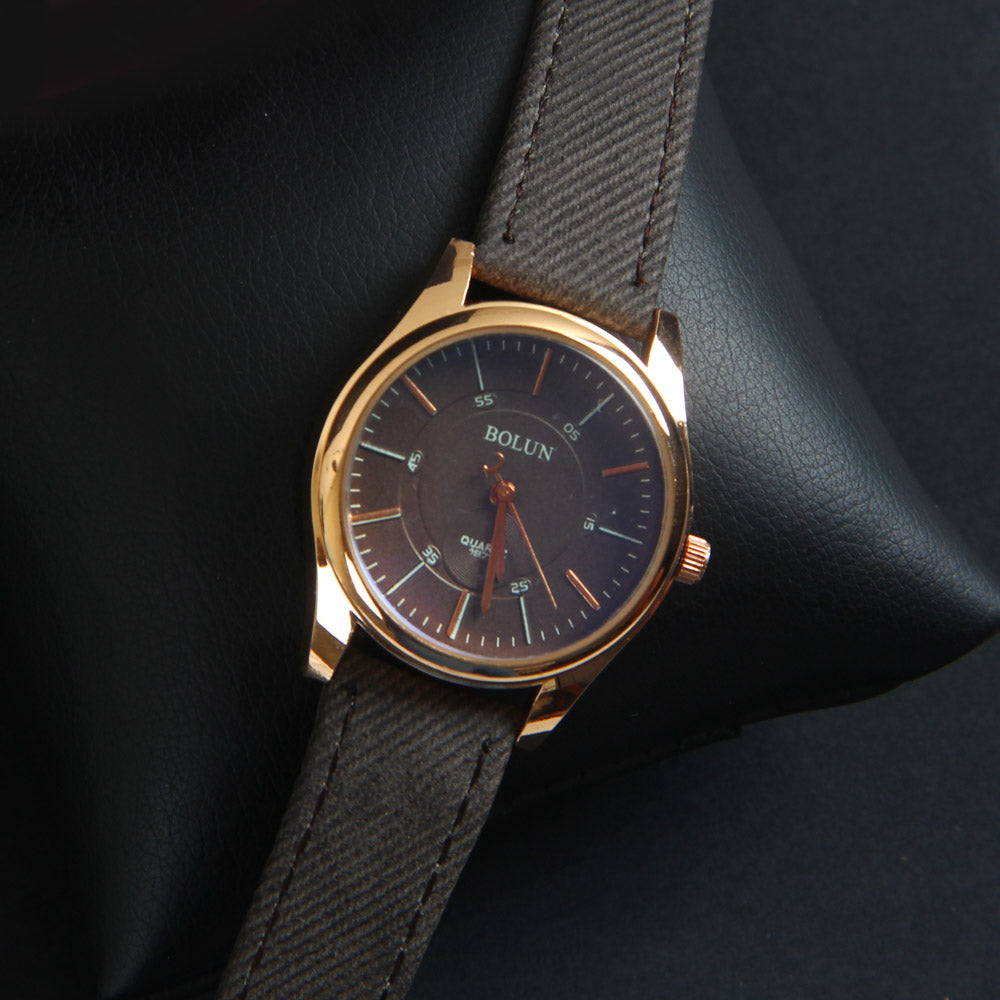 Grey Strap Rosegold Dial Women Wrist Watch