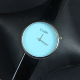 Black Strap Cyan Dial Wrist Watch