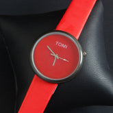 Red Strap Black Dial Wrist Watch