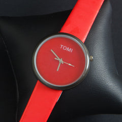Red Strap Black Dial Wrist Watch