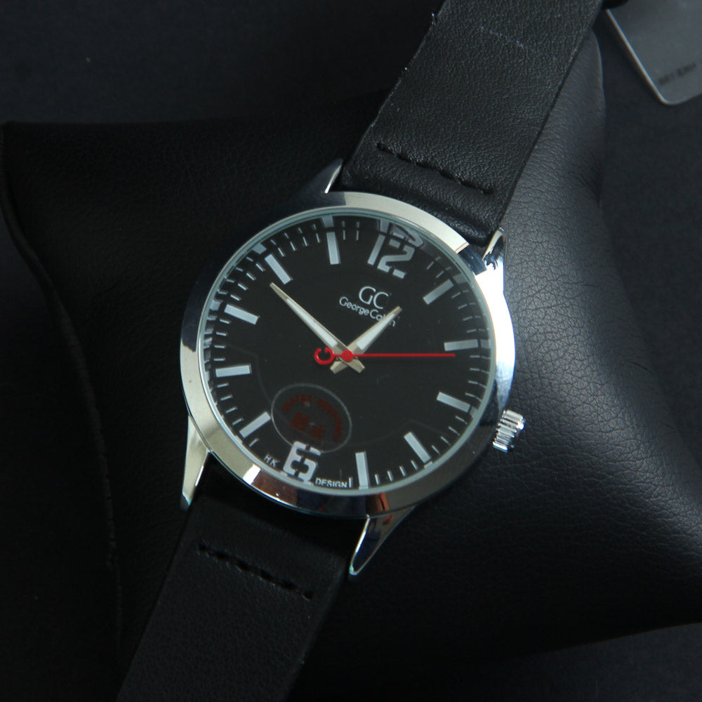 Mens GC Wrist Watch Black Strap with Silver Dial 1