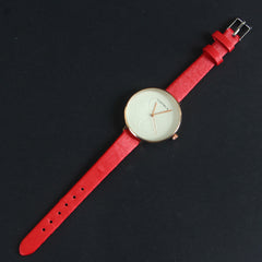 Red Strap Rosegold Dial Women Wrist Watch 1