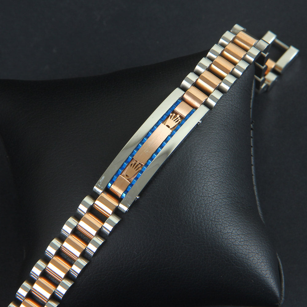 Two Tone Mans Bracelet Silver Rosegold