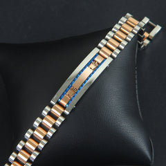 Two Tone Mans Bracelet Silver Rosegold