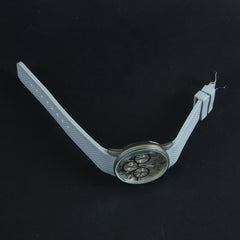 Mens Wrist Watch Grey Strap with Silver Dial 1