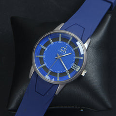 Mens Wrist Watch Blue Strap with Silver Dial 1