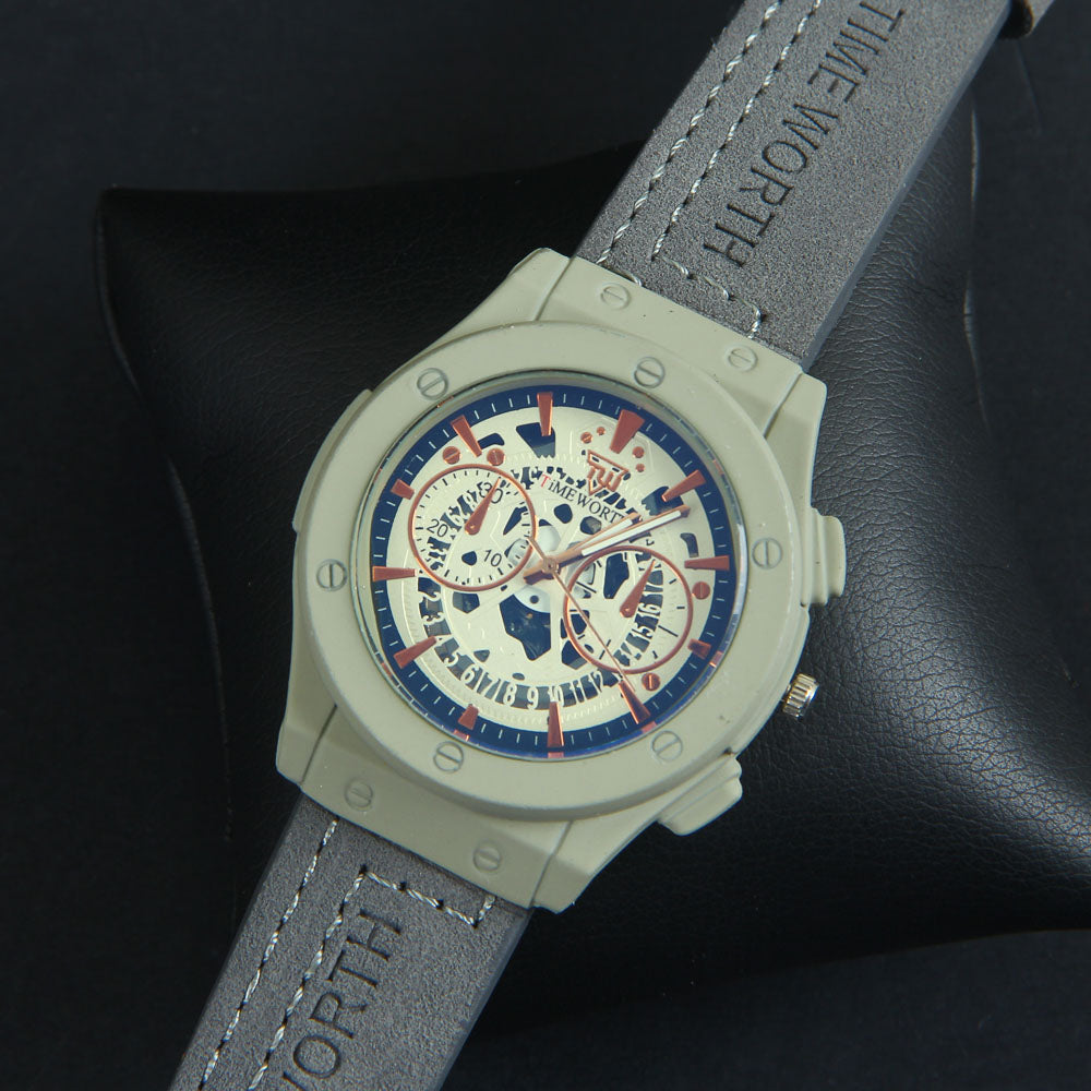 Mens Wrist Watch Grey Strap with Grey Dial