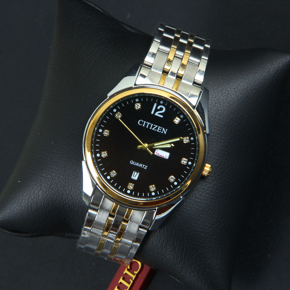 Two Tone Mens Wrist Watch Chain Golden Silver C