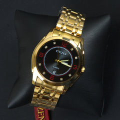 Mens Wrist Watch Chain Golden Dial Red No C