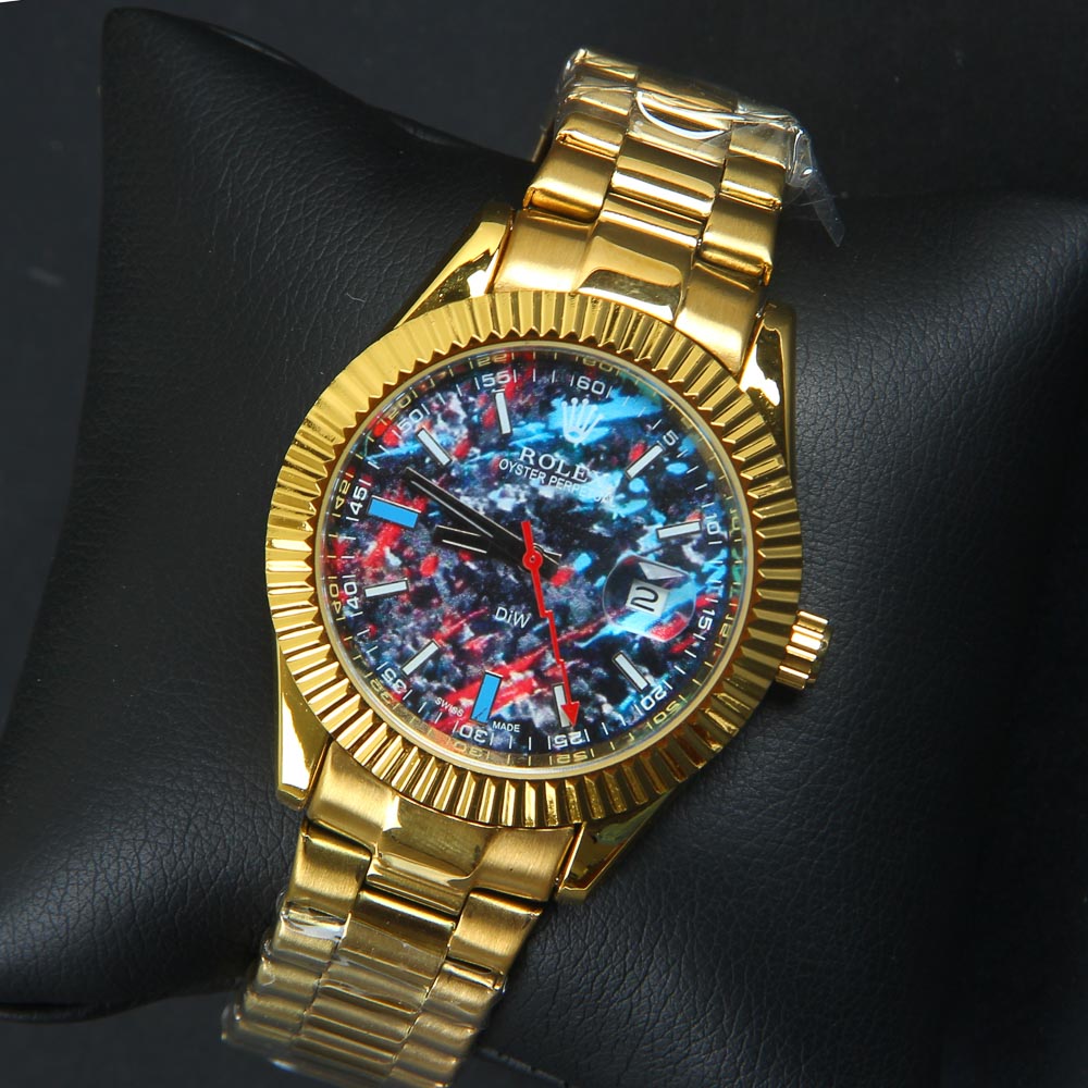 Mens Wrist Watch Golden Chain & Dial R