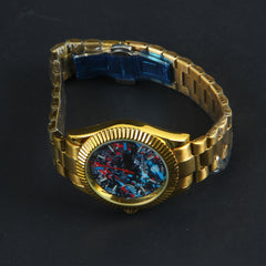 Mens Wrist Watch Golden Chain & Dial R
